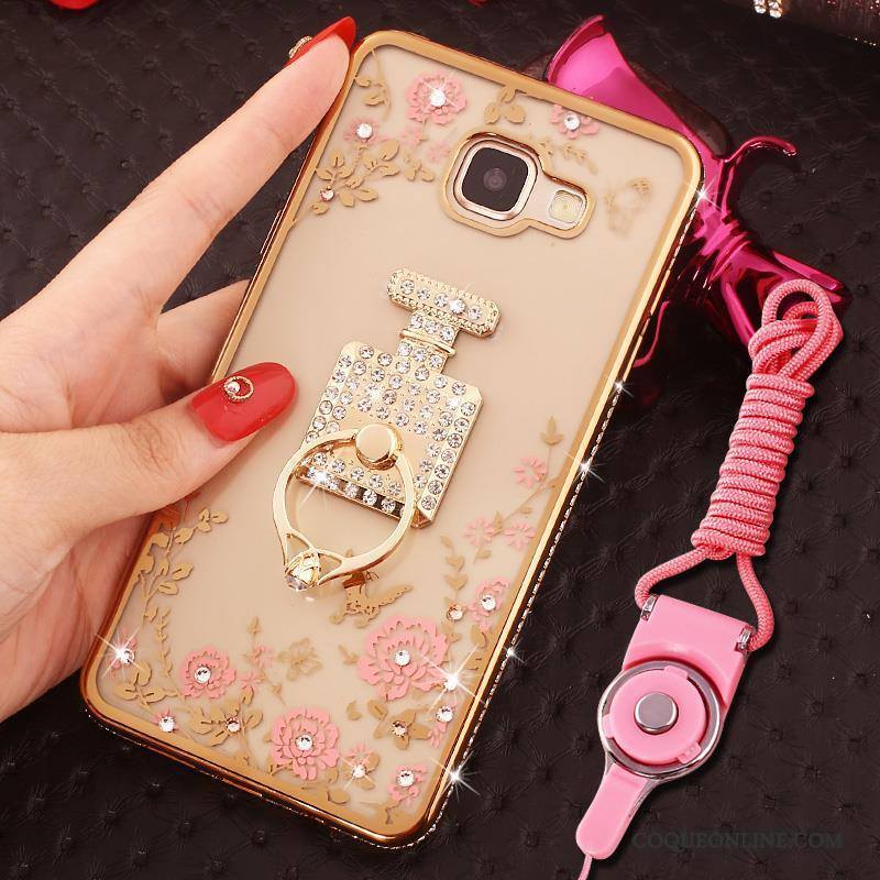 Samsung Galaxy A7 2016 Coque Incassable Protection Strass Or Étoile Anneau Étui