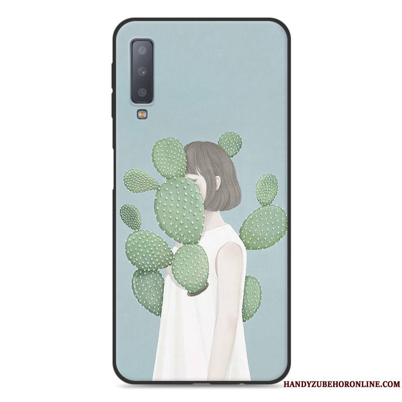 Samsung Galaxy A7 2018 Coque De Téléphone Art Petit Ornements Suspendus Frais Vert Étoile