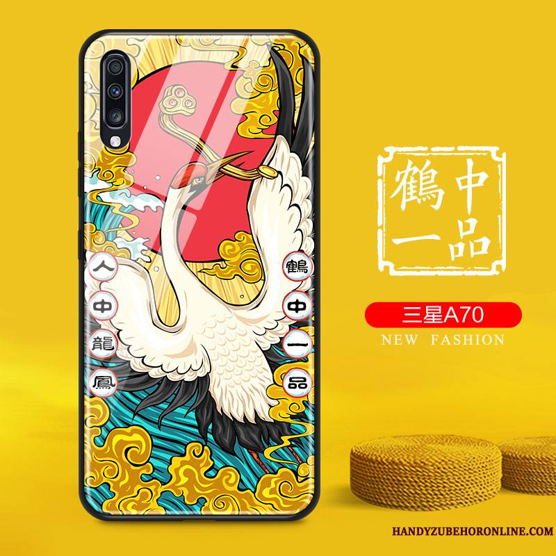 Samsung Galaxy A70 Coque Tendance Protection Jaune Verre Original Marque De Tendance Personnalité