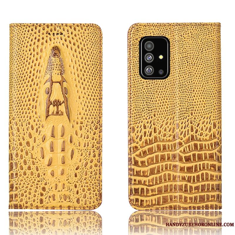 Samsung Galaxy A71 Coque Cuir Véritable Housse Tout Compris Protection Étui Crocodile Étoile