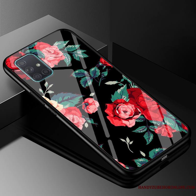 Samsung Galaxy A71 Coque Marque De Tendance Étoile Tout Compris Verre Téléphone Portable Créatif Noir