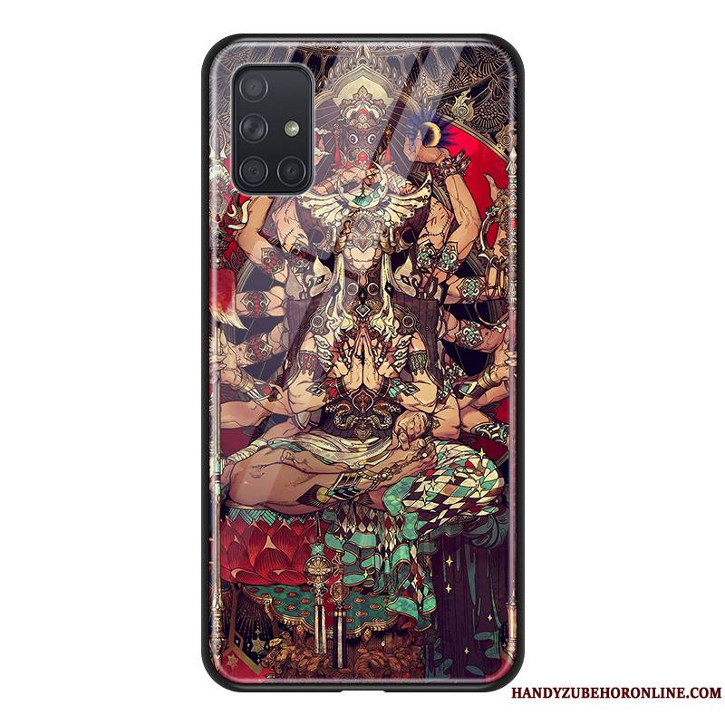 Samsung Galaxy A71 Grand Rouge Étui Verre Coque De Téléphone Bouddha Protection