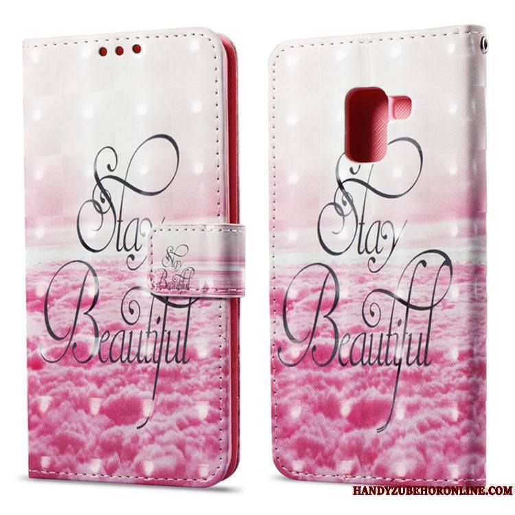 Samsung Galaxy A8 2018 Carte Silicone Housse Coque De Téléphone Portefeuille Rose Étoile