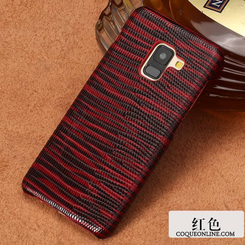 Samsung Galaxy A8+ Coque Étui En Cuir Tendance Personnalité Créatif Étoile Rouge Incassable