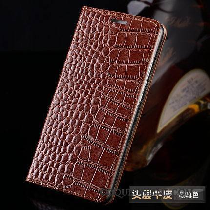 Samsung Galaxy A8+ Cuir Véritable Housse Difficile Fluide Doux Coque Incassable Marron