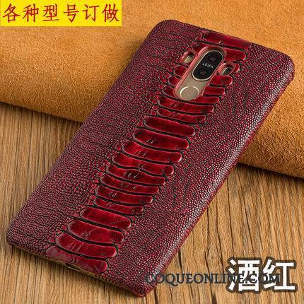 Samsung Galaxy A8+ Luxe Difficile Vin Rouge Coque De Téléphone Cuir Véritable Business Personnalité