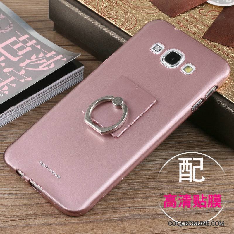 Samsung Galaxy A8 Simple Légère Or Rose Protection Délavé En Daim Coque Incassable