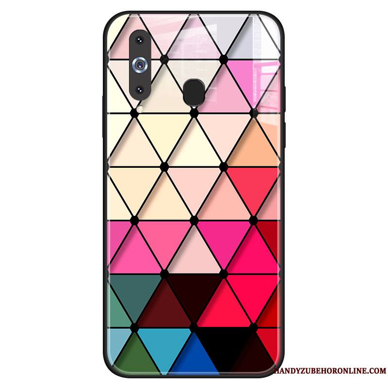 Samsung Galaxy A8s Coque Incassable Rouge Losange Étui Étoile Verre Protection