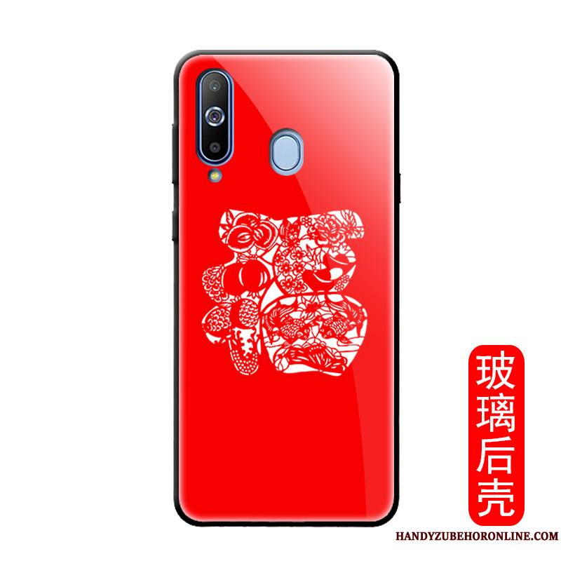 Samsung Galaxy A8s Coque Protection Étui Marque De Tendance Verre Style Chinois Rouge Étoile