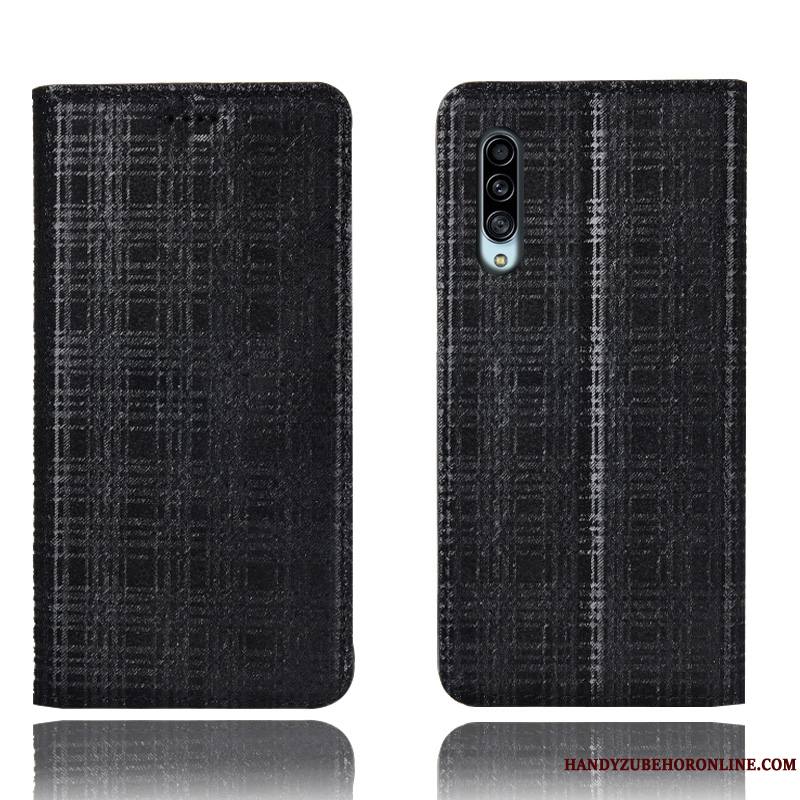 Samsung Galaxy A90 5g Coque De Téléphone Housse Cuir Véritable Incassable Noir Étui Étoile