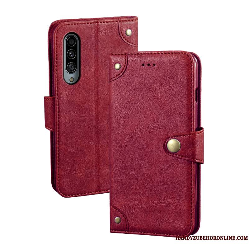 Samsung Galaxy A90 5g Coque Portefeuille Rouge Téléphone Portable Étoile Housse Étui En Cuir Protection