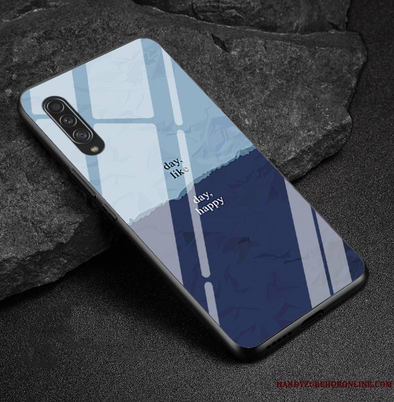 Samsung Galaxy A90 5g Coque Étui Délavé En Daim Bleu Losange Canard Étoile Verre