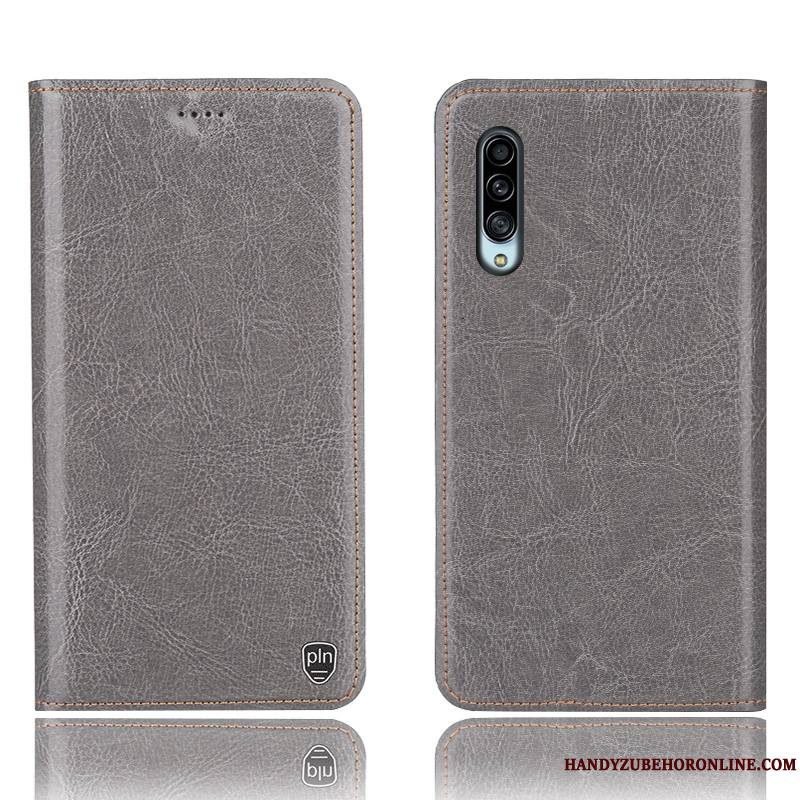 Samsung Galaxy A90 5g Cuir Véritable Coque De Téléphone Gris Incassable Housse Protection Tout Compris