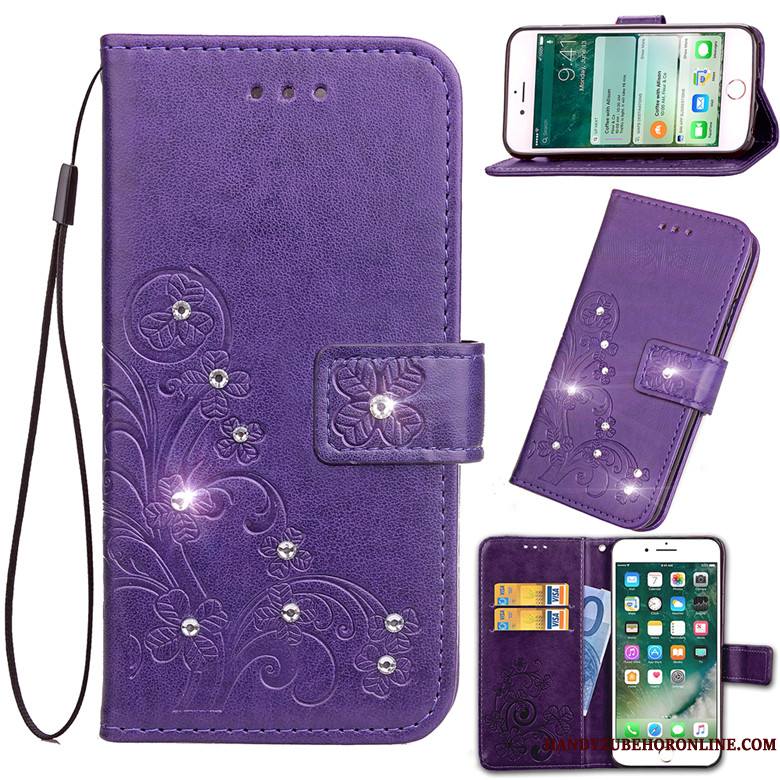 Samsung Galaxy A90 5g Étoile Coque De Téléphone Clamshell Strass Cuir Protection Violet