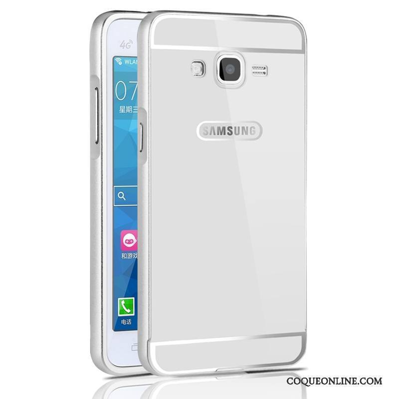 Samsung Galaxy J3 2015 Difficile Border Étoile Argent Coque Étui Métal