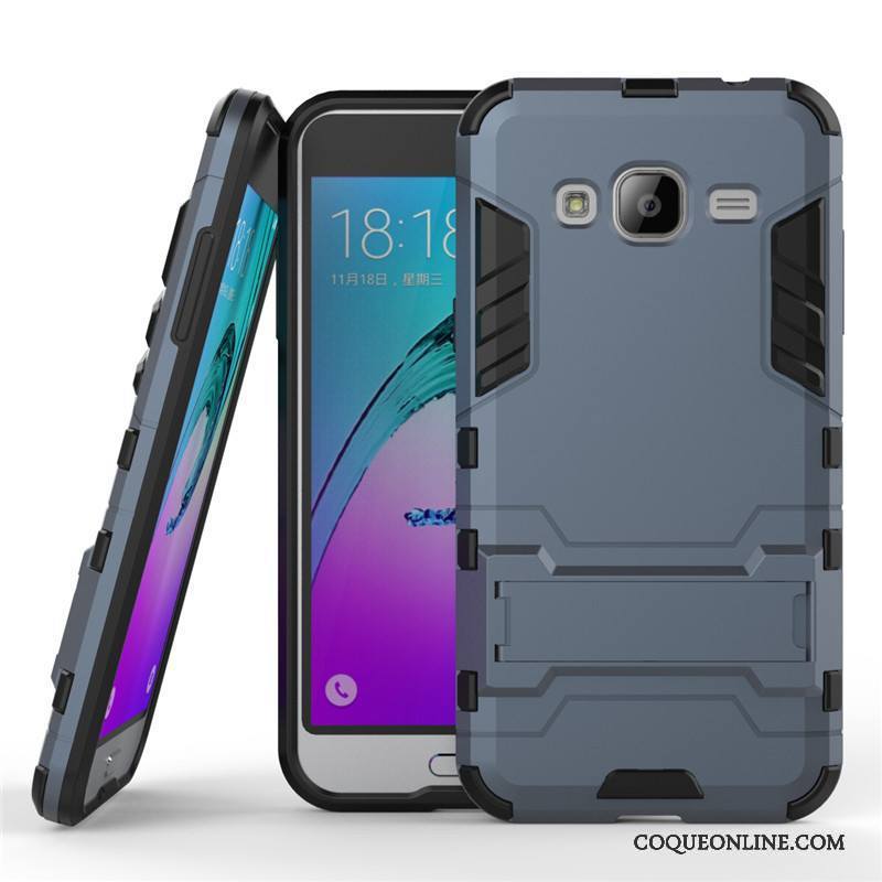 Samsung Galaxy J3 2016 Coque Étui Gris Téléphone Portable Support Étoile Difficile