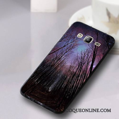 Samsung Galaxy J3 2016 Délavé En Daim Coque De Téléphone Téléphone Portable Étoile Violet Silicone Tout Compris