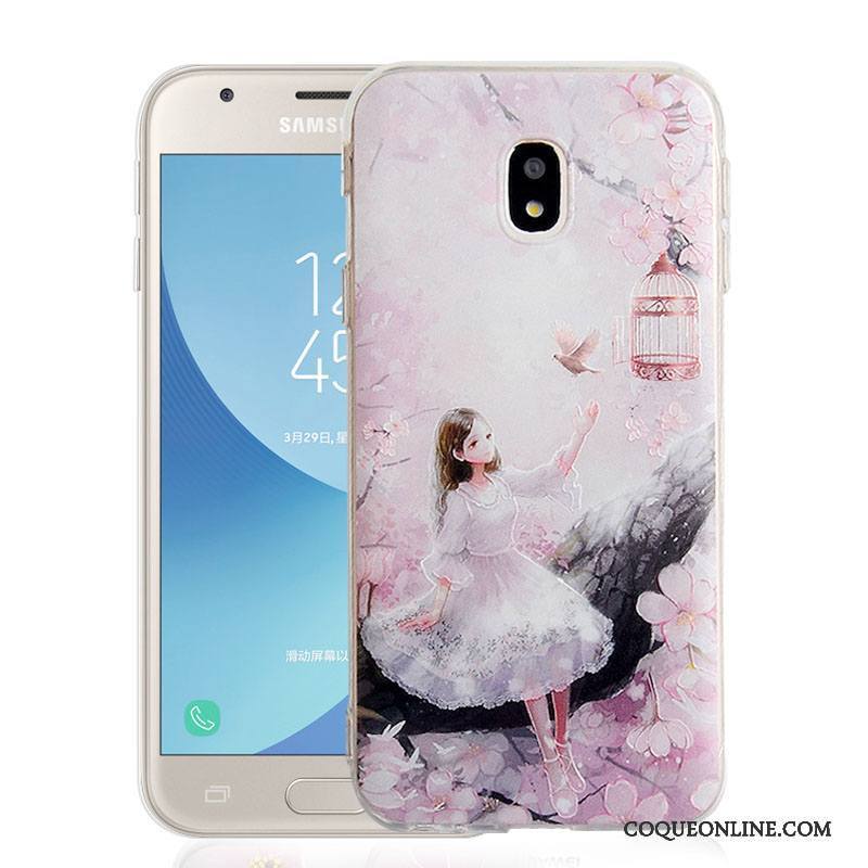 Samsung Galaxy J3 2017 Silicone Fluide Doux Téléphone Portable Coque Incassable Rose De Téléphone