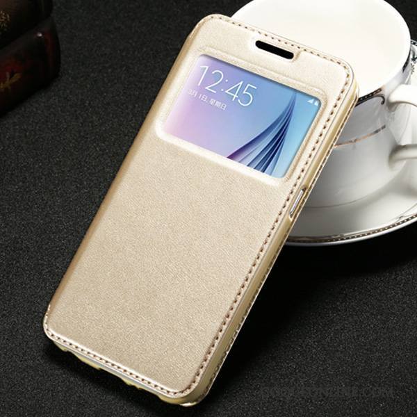 Samsung Galaxy J5 2015 Protection Clamshell Coque De Téléphone Ouvrir La Fenêtre Fluide Doux Étoile Étui