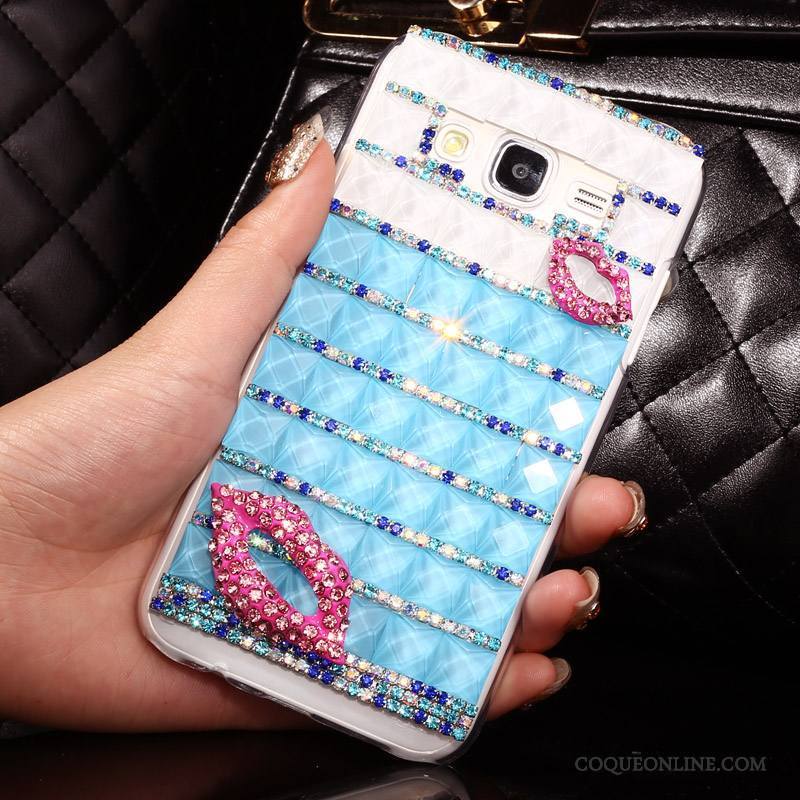 Samsung Galaxy J5 2015 Strass Protection Dessin Animé Coque De Téléphone Étoile Étui Bleu