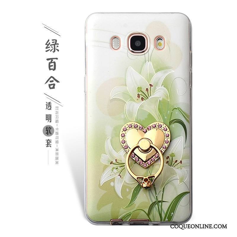 Samsung Galaxy J5 2016 Coque De Téléphone Fleurs Protection Étui Anneau Téléphone Portable Vert