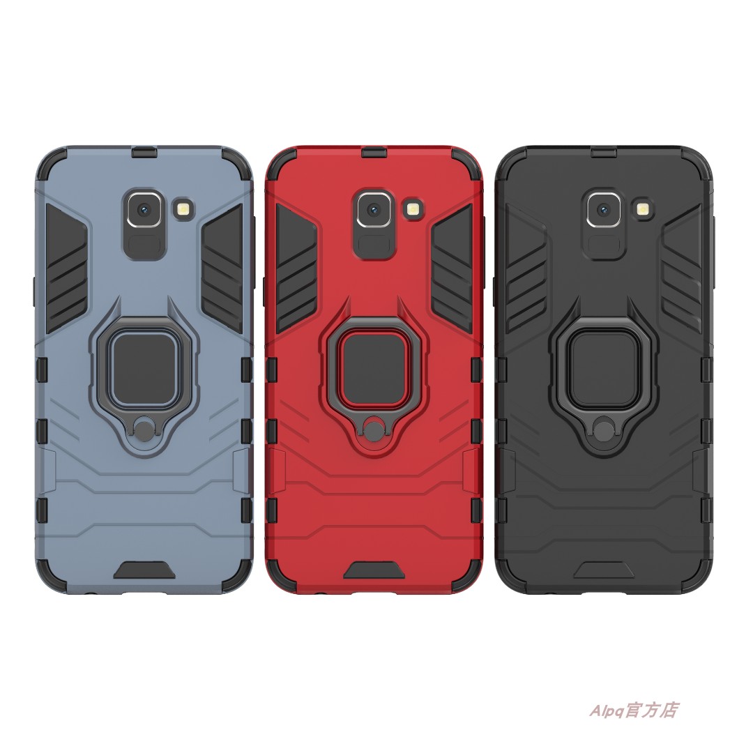 Samsung Galaxy J6 Coque De Téléphone Nouveau Net Rouge Incassable Silicone Armure Métal