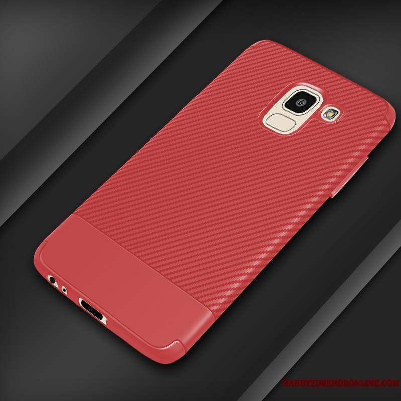 Samsung Galaxy J6 Étui Coque Rouge Incassable Silicone Étoile Fluide Doux