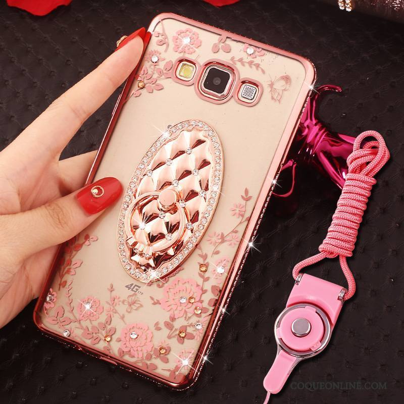 Samsung Galaxy J7 2015 Coque Anneau Or Rose Protection Incassable Strass Étui Étoile