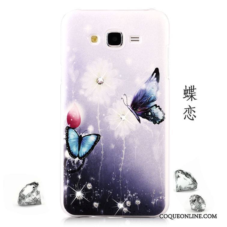 Samsung Galaxy J7 2015 Coque De Téléphone Strass Étoile Protection Délavé En Daim Tendance Violet