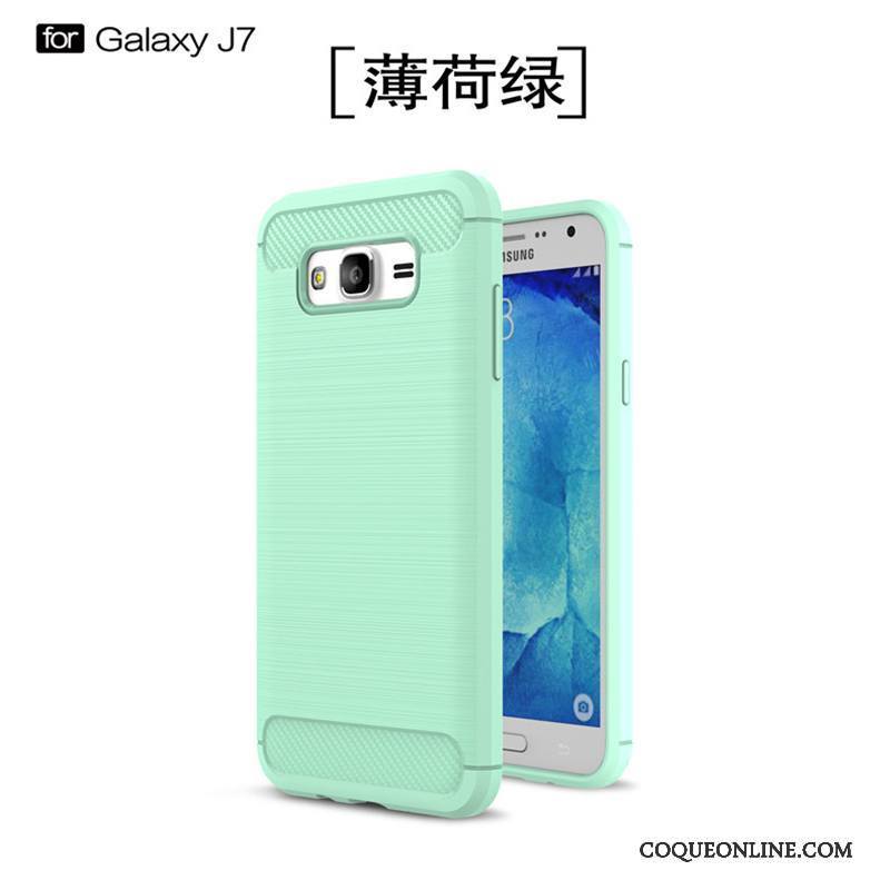 Samsung Galaxy J7 2015 Silicone Vert Étui Fluide Doux Coque De Téléphone Protection Étoile