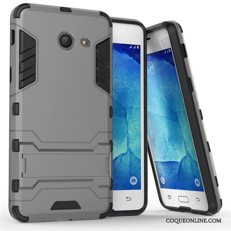 Samsung Galaxy J7 2017 Coque Téléphone Portable Étoile Support Incassable Étui Gris Protection