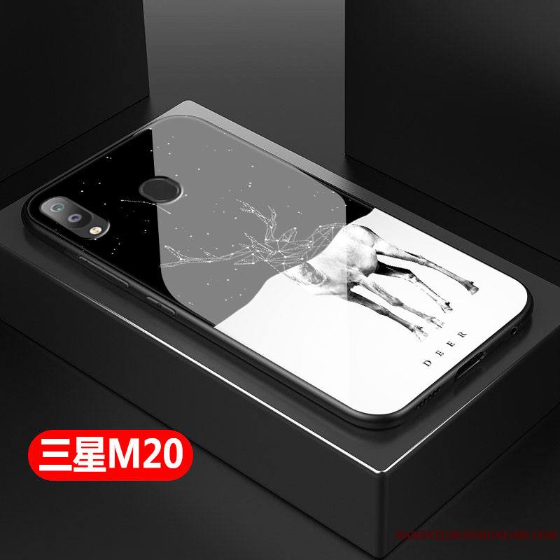 Samsung Galaxy M20 Coque Protection Silicone Noir Étoile Créatif Incassable Fluide Doux