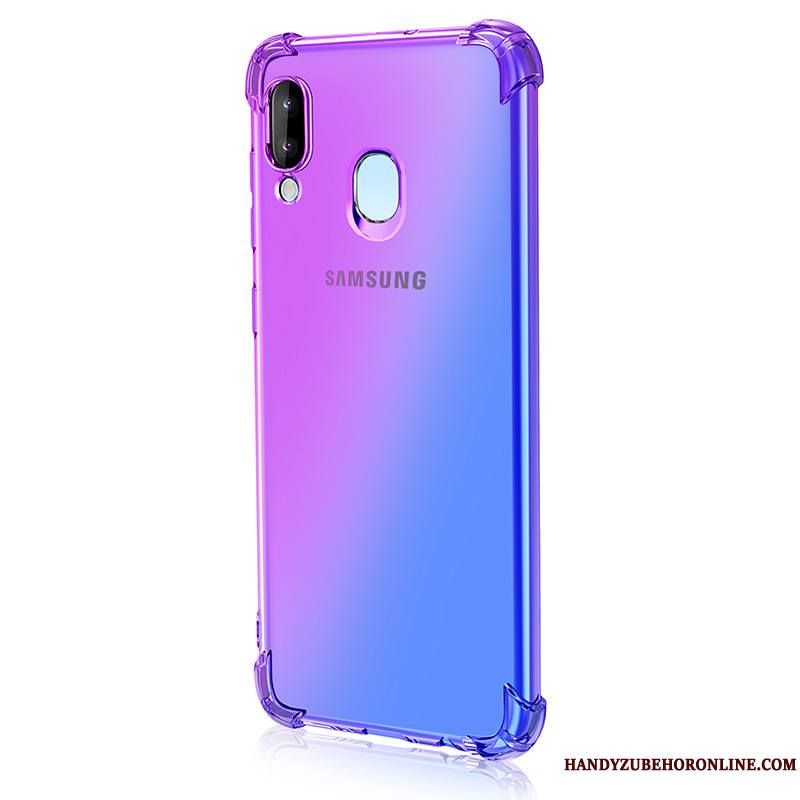 Samsung Galaxy M20 Violet Coque De Téléphone Dégradé De Couleur Étoile Étui Bleu