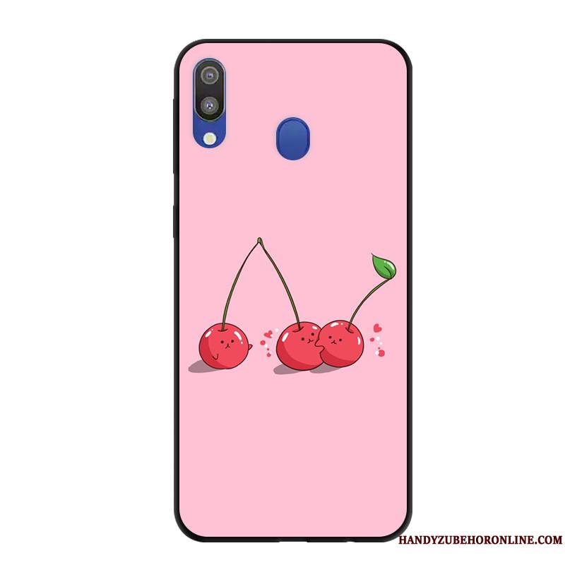 Samsung Galaxy M20 Étoile Délavé En Daim Étui Coque De Téléphone Protection Rose Incassable