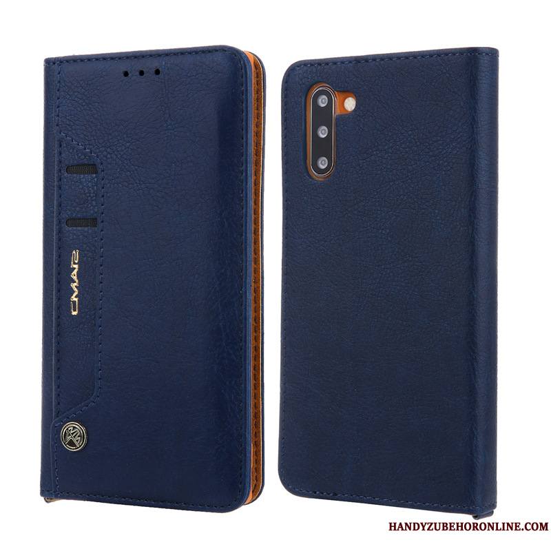 Samsung Galaxy Note 10 Bleu Housse Étui En Cuir Étoile Carte Coque De Téléphone