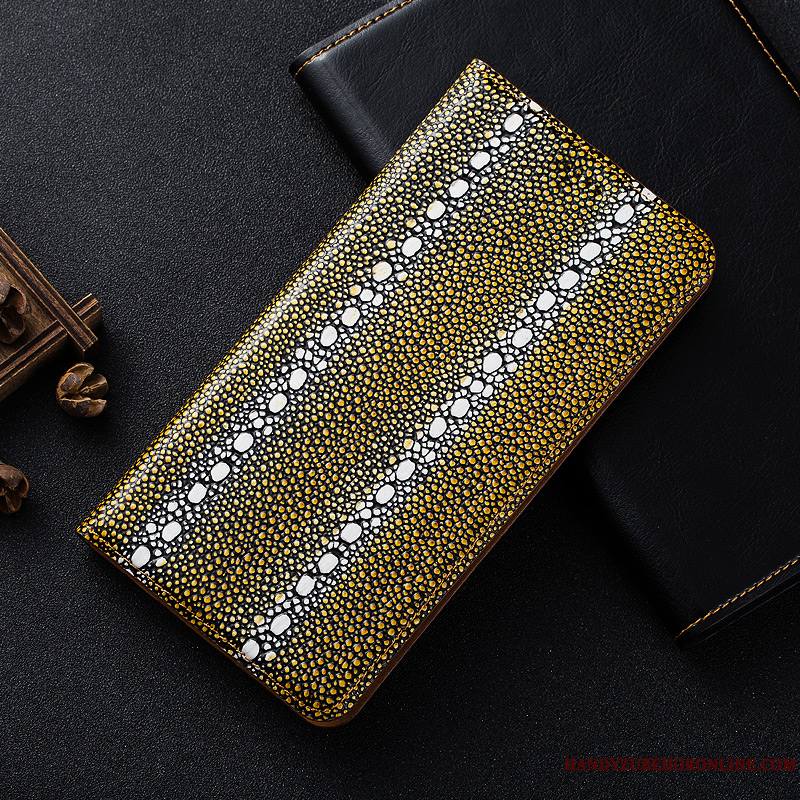 Samsung Galaxy Note 10+ Coque De Téléphone Incassable Tout Compris Étui En Cuir Perle Jaune Étoile