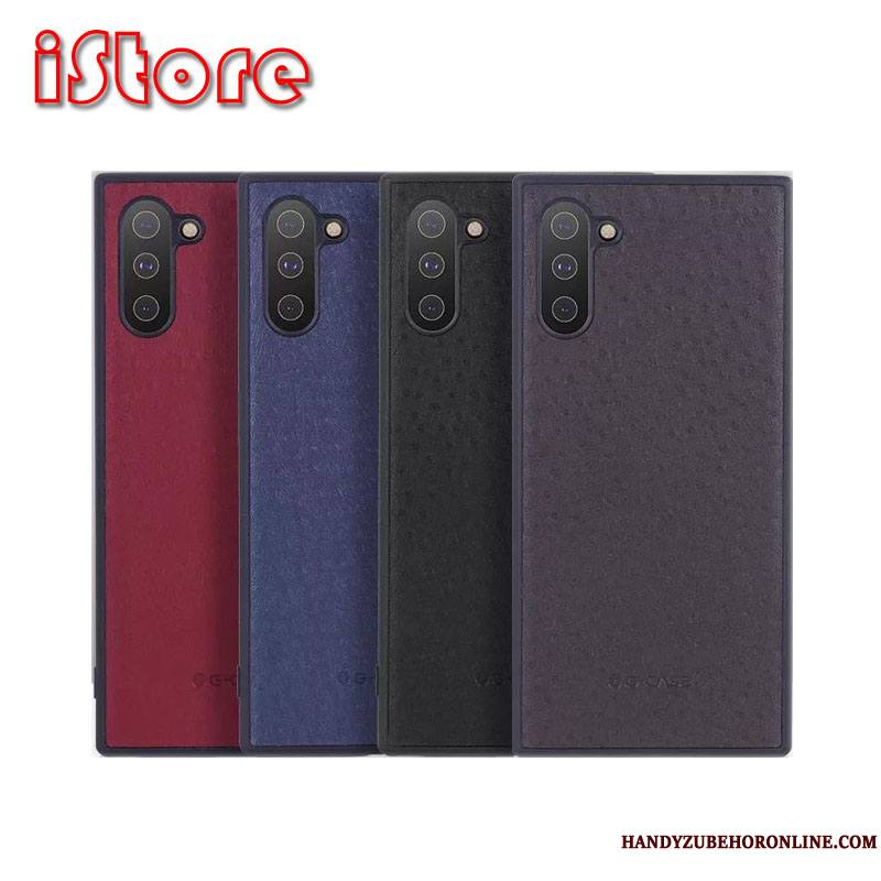 Samsung Galaxy Note 10 Coque Noir Tout Compris Net Rouge Cuir Protection Téléphone Portable Étoile