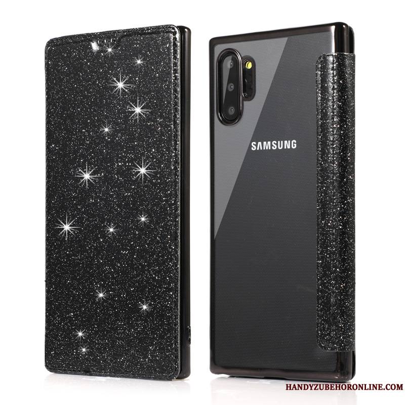 Samsung Galaxy Note 10+ Coque Noir Étoile Étui Téléphone Portable