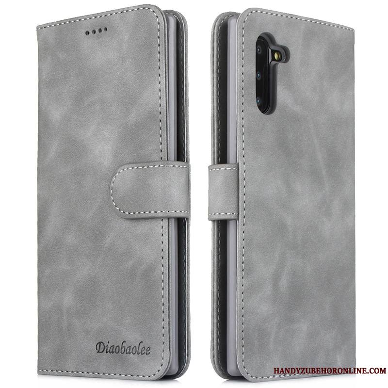 Samsung Galaxy Note 10 Gris Étui En Cuir Étoile Housse Coque De Téléphone