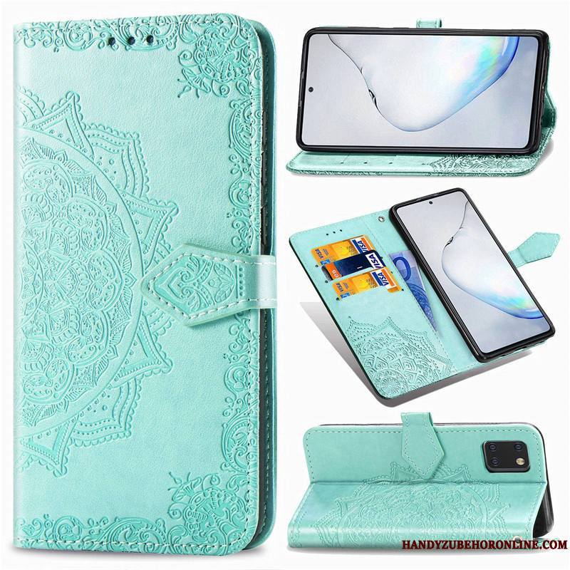 Samsung Galaxy Note 10 Lite Coque Housse Étoile En Relief Protection Gaufrage Couleur Unie Vert