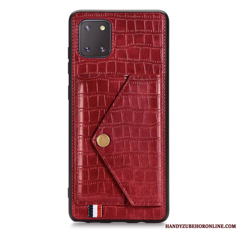 Samsung Galaxy Note 10 Lite Coque Étui En Cuir Étoile Protection Vin Rouge Crocodile Modèle Incassable Tout Compris