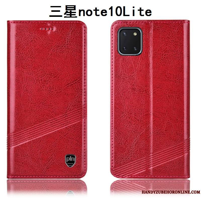 Samsung Galaxy Note 10 Lite Tout Compris Rouge Housse Coque De Téléphone Étoile Étui En Cuir Incassable