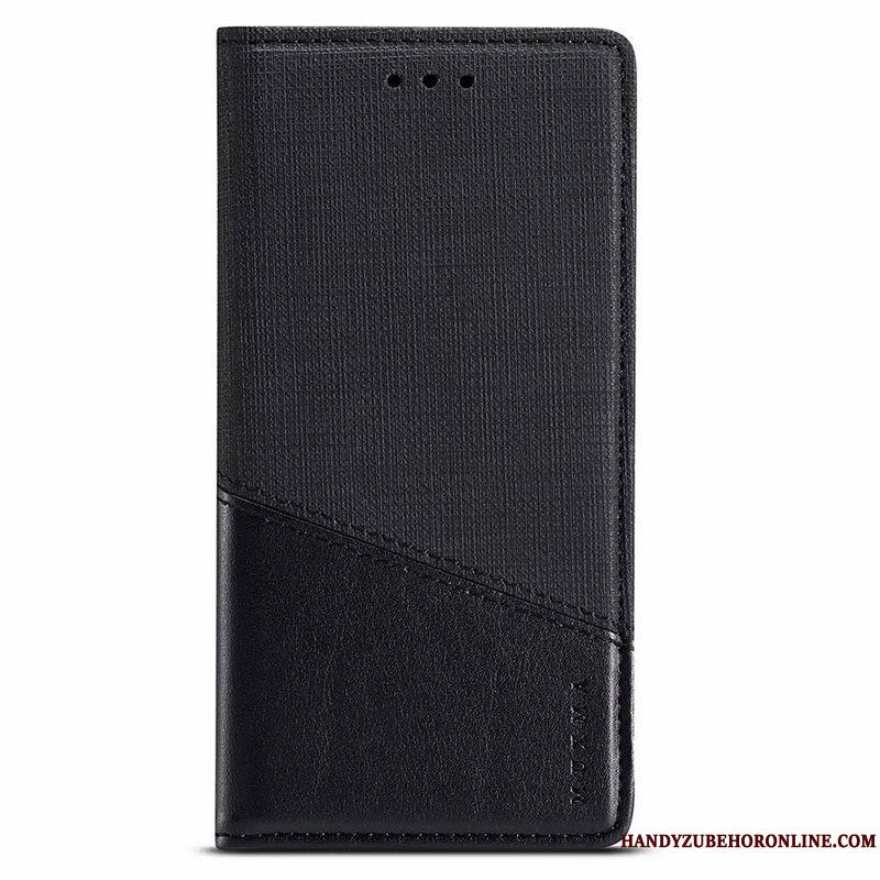 Samsung Galaxy Note 10 Modèle Fleurie Tissu Clamshell Coque De Téléphone Noir Étui Étui En Cuir