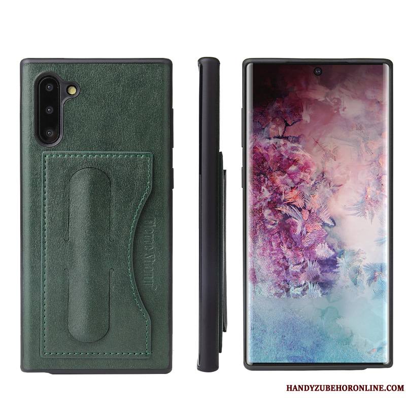 Samsung Galaxy Note 10 Vert Étoile Protection Étui En Cuir Carte Coque De Téléphone