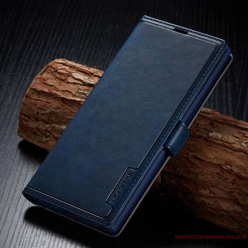 Samsung Galaxy Note 10 Étoile Coque De Téléphone Tendance Étui En Cuir Business Housse Bleu
