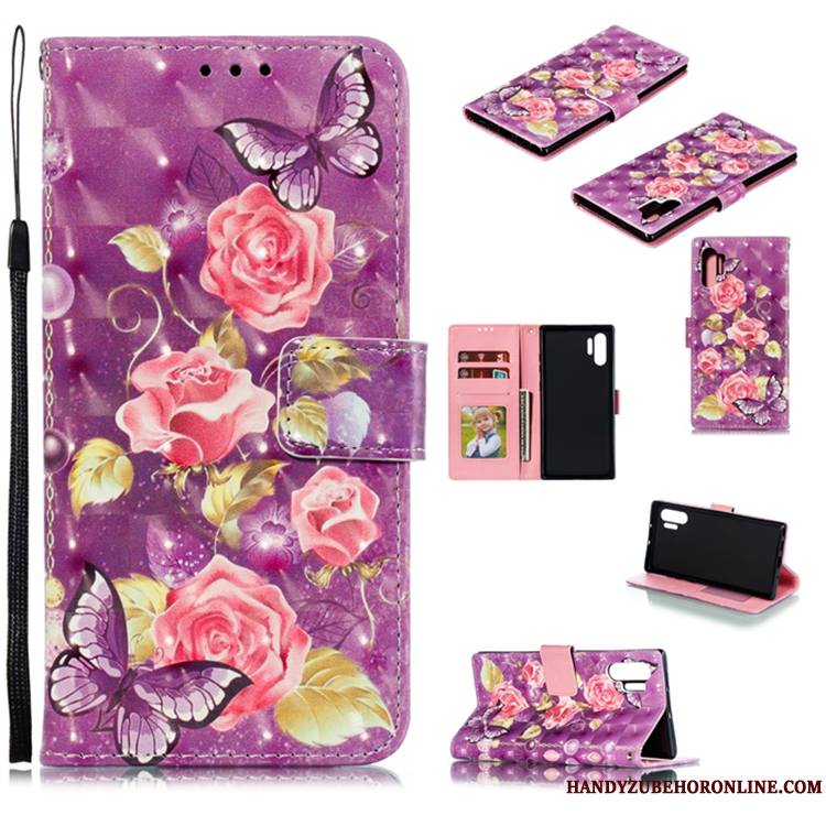 Samsung Galaxy Note 10+ Étoile Étui En Cuir Coque De Téléphone Housse Violet