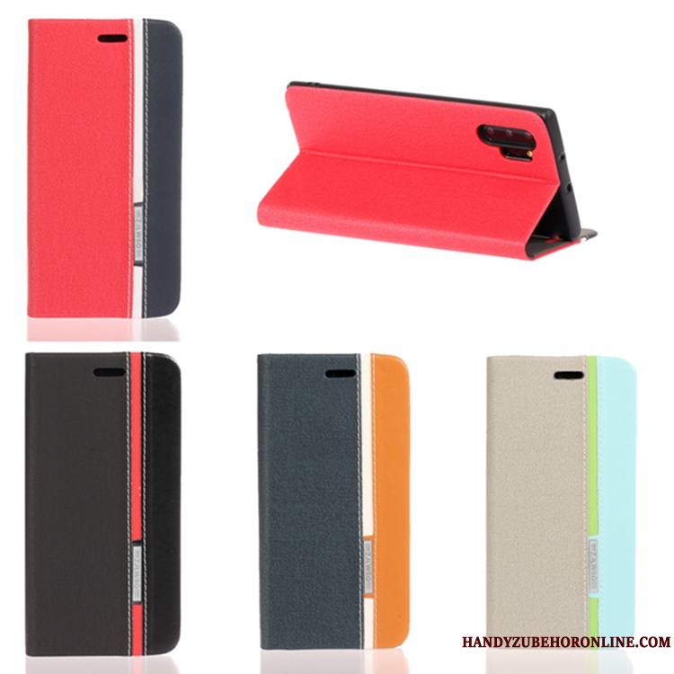 Samsung Galaxy Note 10+ Étoile Étui En Cuir Rouge Coque Téléphone Portable Protection Fluide Doux