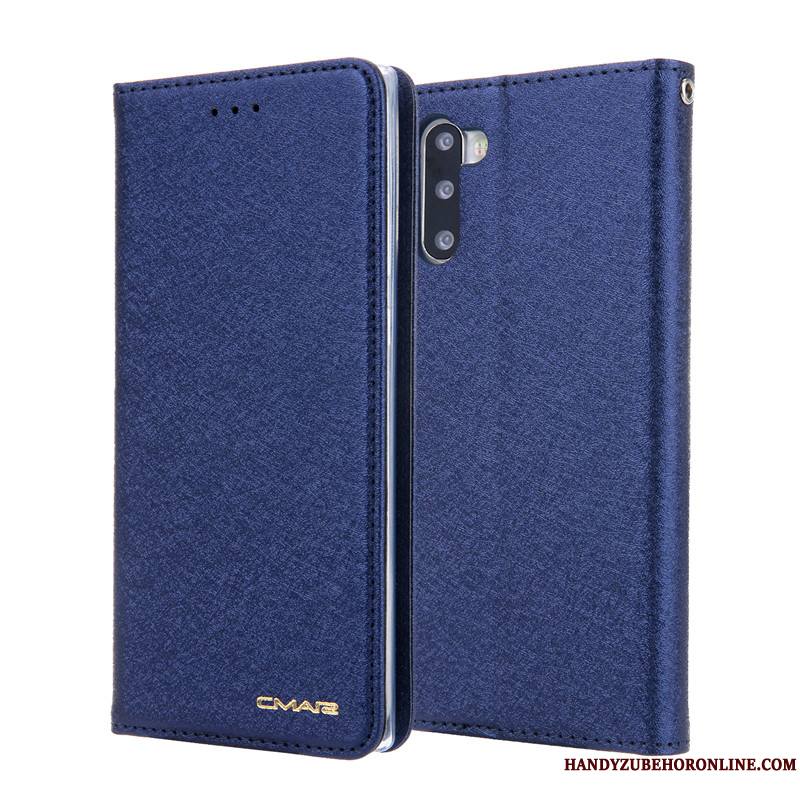 Samsung Galaxy Note 10 Étui Bleu Housse Coque De Téléphone Étui En Cuir Tout Compris Très Mince