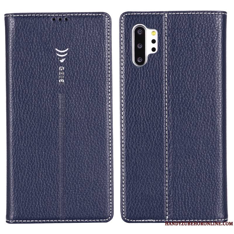 Samsung Galaxy Note 10+ Étui En Cuir Bleu Étoile Coque Protection Téléphone Portable