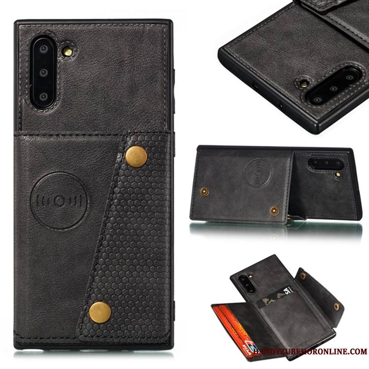 Samsung Galaxy Note 10 Étui Magnétisme Noir Étoile Fluide Doux Carte Coque De Téléphone